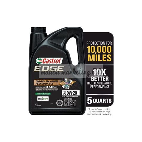 CASTROL 0W-20 EDGE FULL SYNTHETIC ENGINE OIL GALLON 5L - Malibu ...