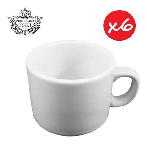 Juego Tazas Pocillo Cafe Porcelana Tsuji Blanca Set X Bazar Maipu