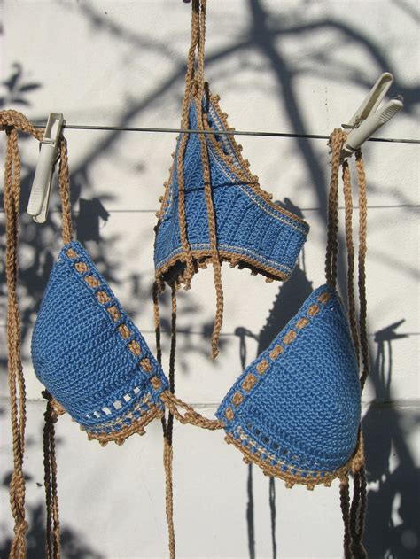 Crochet Bikini Set In Periwinkle Tan Nude Etsy