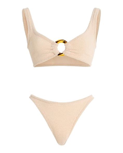 Hunza G Julia Low Waisted Seersucker Bikini Set In White Lyst