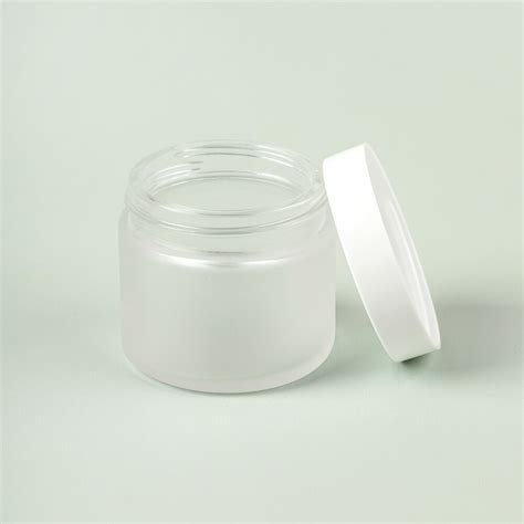 2 Oz Frosted Glass Jar With White Cap Bramble Berry