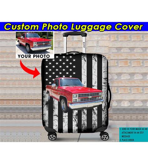 Classic Vintage Modern Pickup Truck, Personalized Photo Luggage Cover ...