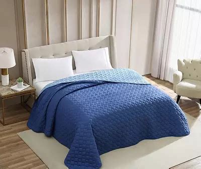 Hawthorne Park Blue & Light Blue Quilted Reversible Queen Bedspread ...