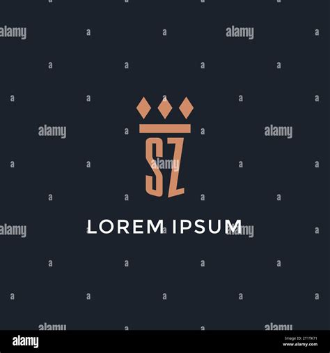 Sz Logo Initial With Pillar Icon Design Luxury Monogram Style Logo For