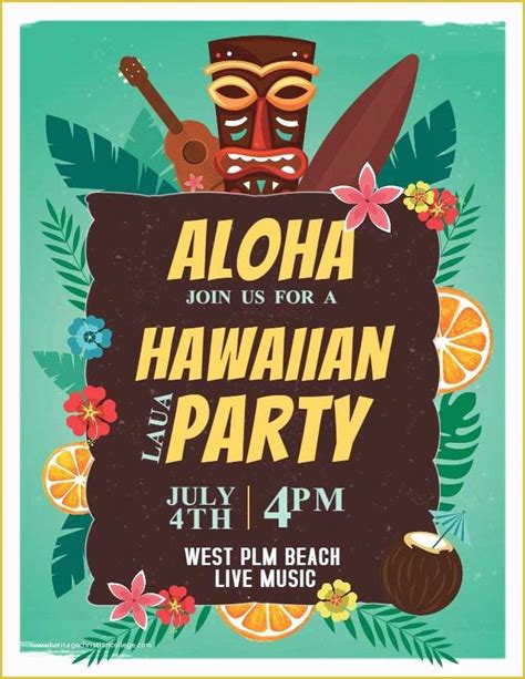 Free Hawaiian Luau Flyer Template Of Luau Party Invitations Template ...