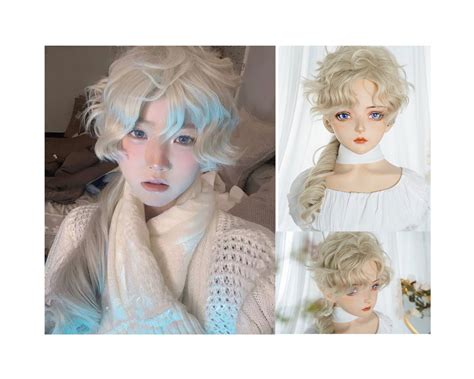 Blonde Curly Doll Wig With Bangs Cosplay Count Gold Curly Etsy