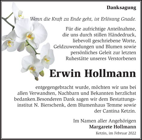 Traueranzeigen Von Erwin Hollmann M Rkische Onlinezeitung Trauerportal