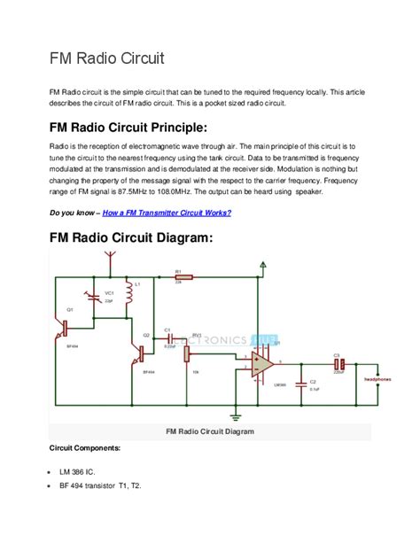 Simple Fm Receiver Circuit Diagram Wiring Diagram