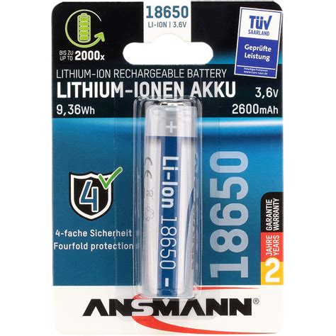 ANSMANN 3 6V RECHARGEABLE LITHIUM ION BATTERIES 18650 סוללות מצברים