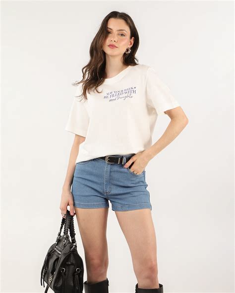 Riachuelo Short Jeans Feminino Hot Pant Cintura Alta Jeans Claro Pool Jeans