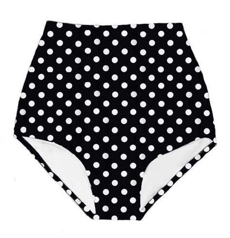 Black White Polka Dot Polkadot Dots Pinup High Waist Waisted High Waist Bikini Swim Swimsuit