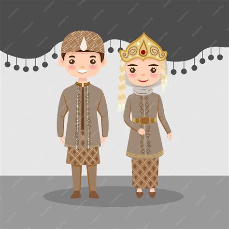 premium vector sunda couple married  traditional wedding dress