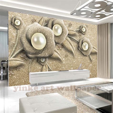 Custom Wallpaper 3d Stereoscopic Jewelry Flower Classic Style Art Wall Mural Tv Sofa Bedroom