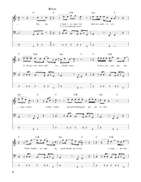 No Woman No Cry By Bob Marley Bass Guitar Digital Sheet Music Sheet Music Plus