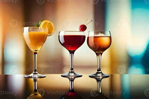 three different types of alcoholic drinks on a table. AI-Generated ...