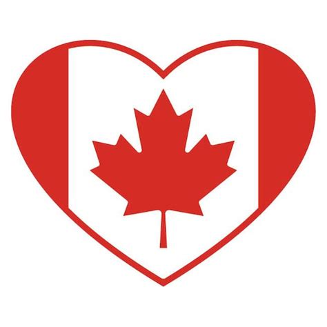 Canada Flag Heart Vector Eps Dxf Svg Png Canadian Vinyl Etsy Canada