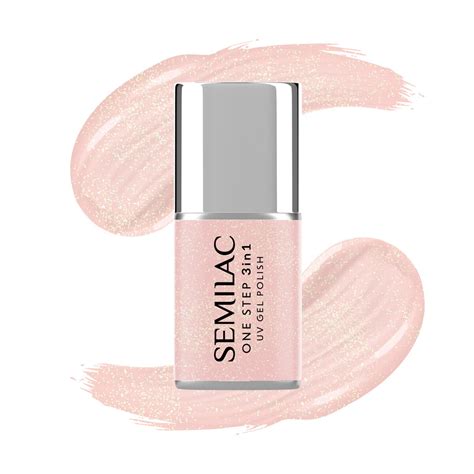 Semilac Vernis Semi Permanent One Step S258 Naked Glitter Peach 7