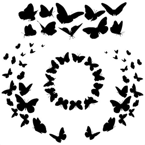 Premium Vector Silhouette Of Butterfly Set Of Butterflies Of