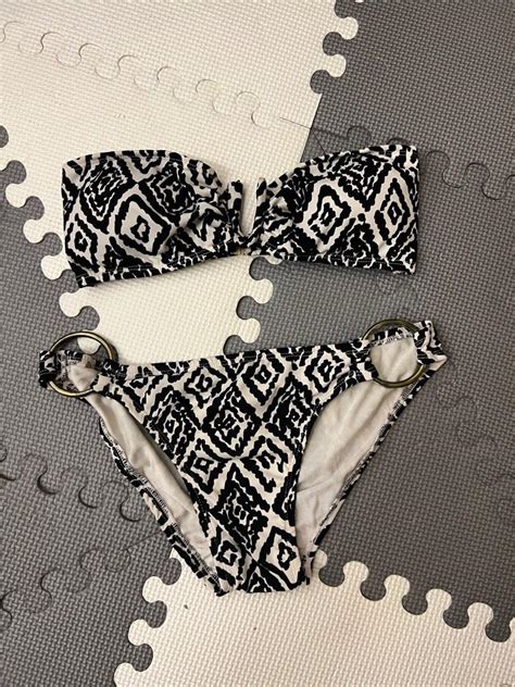 Tribal Print Bandeau Bikini Set Women S Fashion Swimwear Bikinis Swimsuits On Carousell