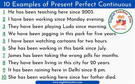 10 Examples of Present Perfect Continuous Tense 1 | Present perfect ...