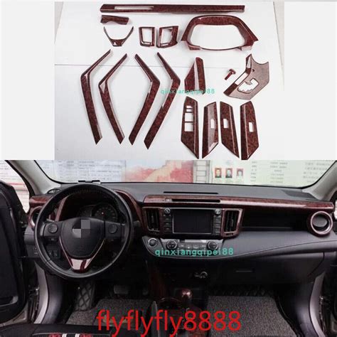 For Toyota RAV4 2013 14 2019 17Pcs Peach Wood Grain Car Interior Kit