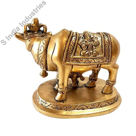 Polished Brass Cow Calf Statue For House Color Golden At Rs 750