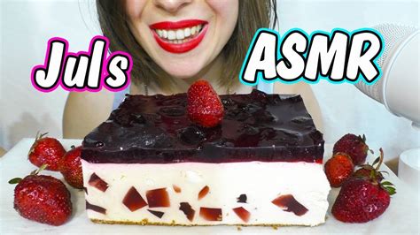 Asmr Jelly Cake Strawberries Chewing Eating Sounds No Talking