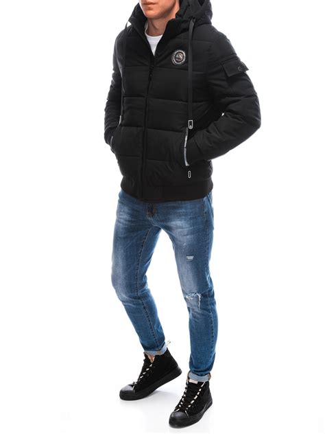 Men's quilted winter jacket 571C - black | MODONE wholesale - Clothing ...