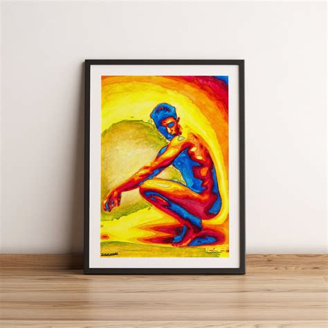 Full Nude Watercolor Art Print Gay Art Print Homoerotic Etsy