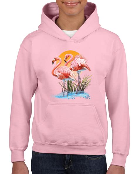 Iwpf Youth Pink Flamingos In Water Hoodie For Girls And Boys Sweatshirt