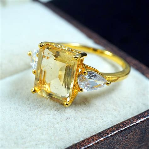 Natural Citrin Rough Gemstone Natural Cut Stone Handmade Rings Natural