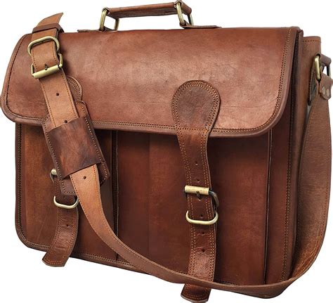 Amazon KK S Leather 16 Inch Vintage Handmade Leather Messenger Bag