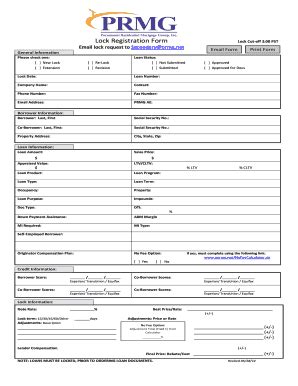 Fillable Online Lock Registration Form Fax Email Print PdfFiller