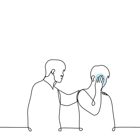 man comforting crying friend   drawing concept male support