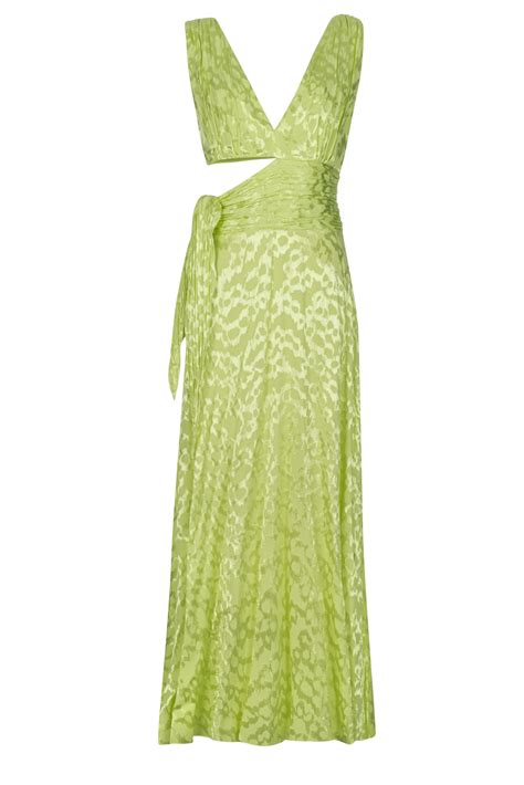 Lime Green Cutout Dress with Knot - F.ILKK