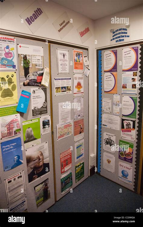 Community Notice Board Public Library Ipswich Stock Photo Alamy