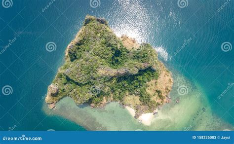 Aerial Drone View Of Tropical Islands Beaches And Boats In Blue Clear