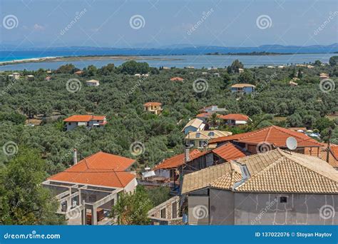 Panorama Of Agios Ioanis Beach With Blue Waters Lefkada Ionian