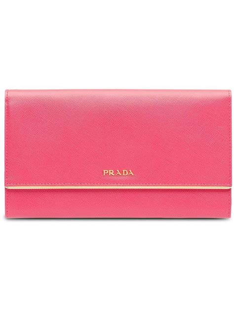 Prada Logo Continental Wallet - Pink | Editorialist