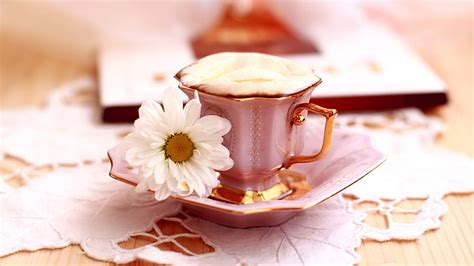 Hd Wallpaper Pink Teacup And Saucer Food Coffee Flowers Food And