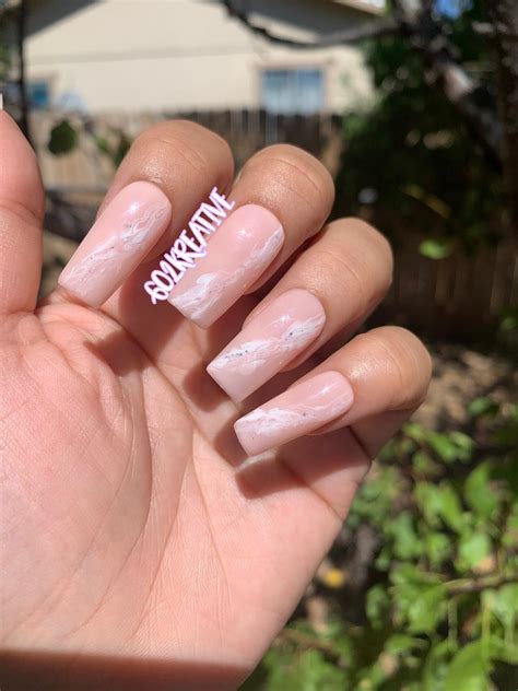 Nude Pink Marble Press On Nails Etsy