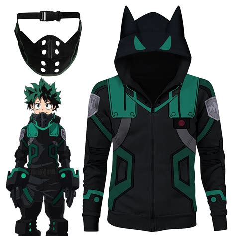 Anime Meu Herói Cosplay Academia Midoriya Izuku Cosplay Máscara Hoodie