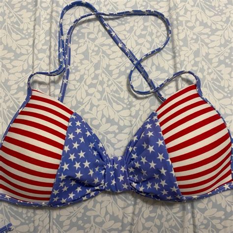 Swim Flag Printed Bikini Top Cross Back Poshmark