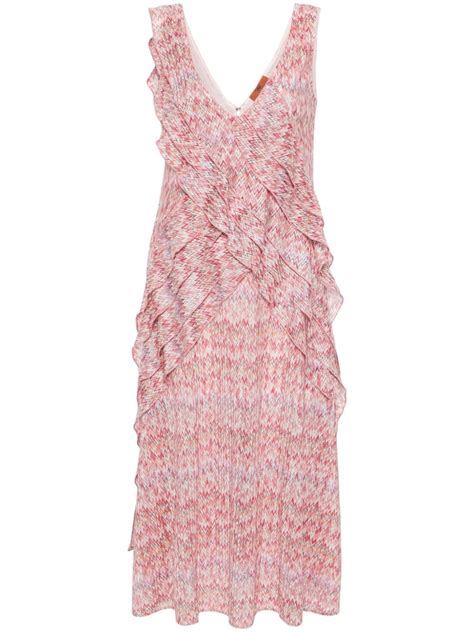 Missoni Zigzag Ruffled Midi Dress Pink Farfetch