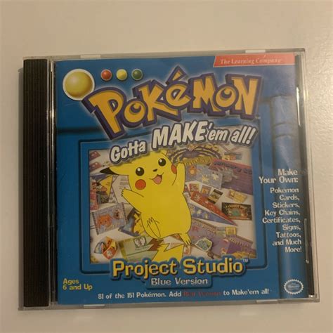 Pokémon Project Studio Blue Version Pc Cdrom 1999 Rare Retro Unit