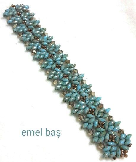 Superduo Bracelet With Swarovski Crystals By Emel Bas From Turkey