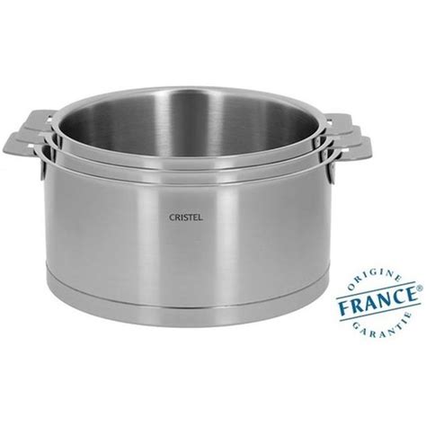 Série de 3 casseroles inox strate amovible made in france inox Cristel