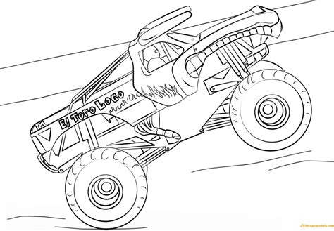 El Toro Loco From Monster Truck Coloring Page Free Printable Coloring