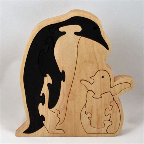 Penguin With Baby Wood Puzzle By Rjscrollsawtreasures On Etsy Wood