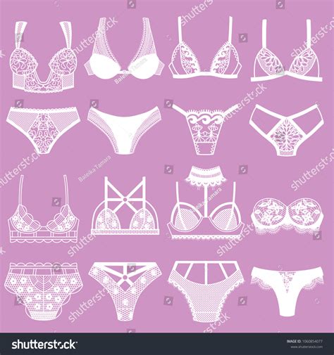 Collection Lingerie Panty Bra Set Vector เวกเตอรสตอก ปลอดคาลขสทธ 1060854077